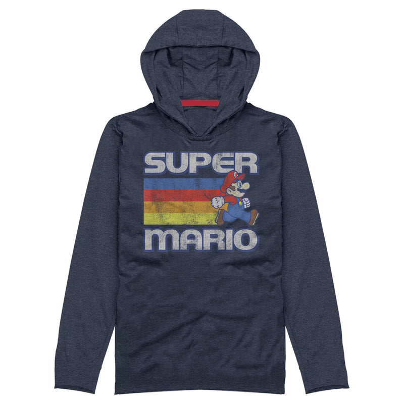 Men's Nintendo Super Mario Rainbow Stripes Pull Over Hoodie