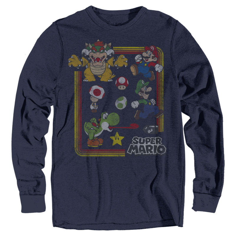 Men's Nintendo Super Mario Rainbow Frame Long Sleeve Shirt