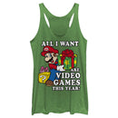Women's Nintendo Christmas Mario All I Want Are Video Games Racerback Tank Top