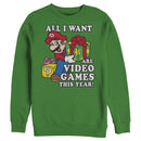 Men's Nintendo Christmas Mario All I Want Are Video Games Sweatshirt