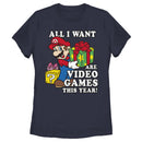 Women's Nintendo Christmas Mario All I Want Are Video Games T-Shirt