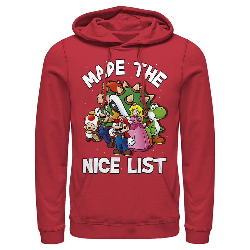 Men's Nintendo Mario Character Nice List Pull Over Hoodie