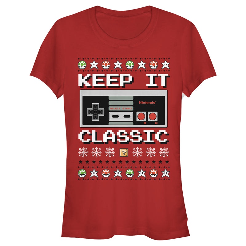 Junior's Nintendo Ugly Christmas NES Classic Controller T-Shirt