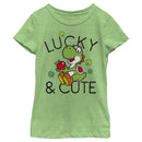 Girl's Nintendo Super Mario Yoshi St. Patrick's Day Lucky and Cute T-Shirt