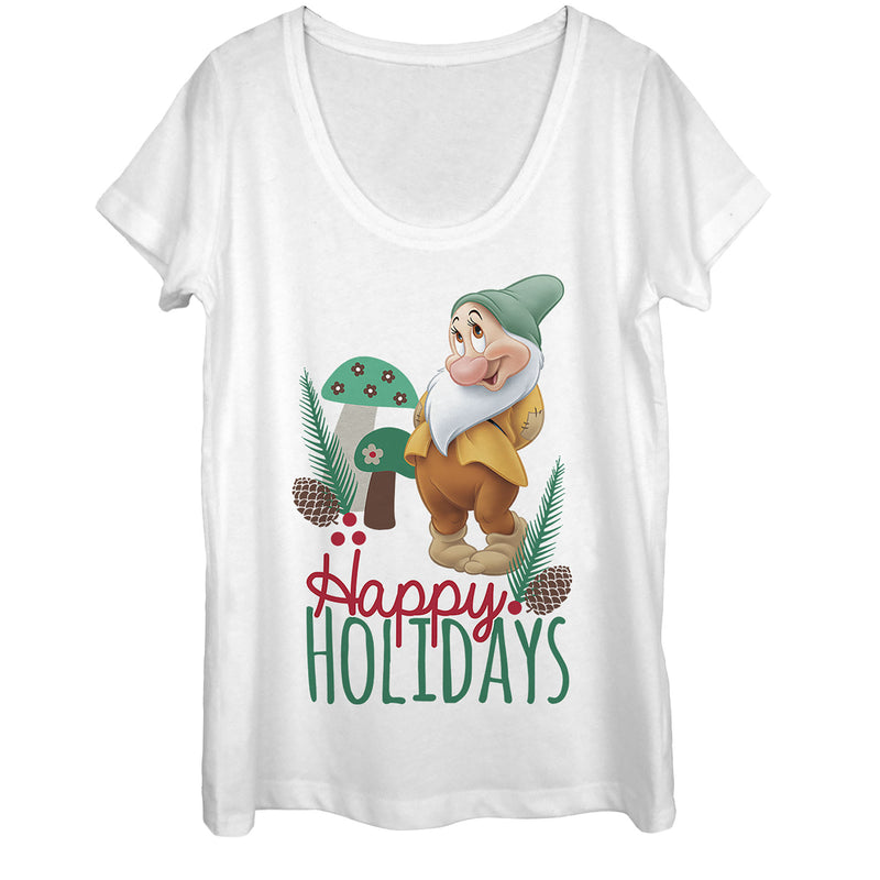 Women's Snow White and the Seven Dwarfs Christmas Bashful Scoop Neck