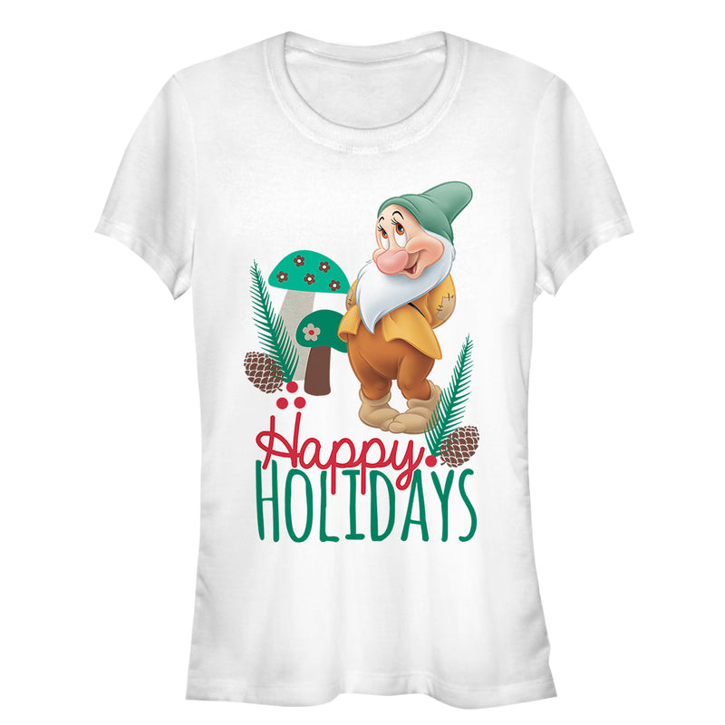 Junior's Snow White and the Seven Dwarfs Christmas Bashful T-Shirt