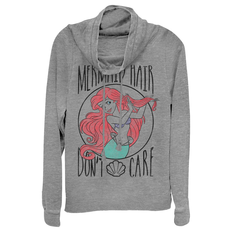 Junior's The Little Mermaid Ariel Hair Don't Care Cowl Neck Sweatshirt