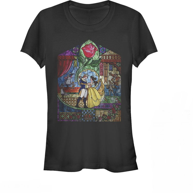 Junior's Beauty and the Beast Stained Glass T-Shirt