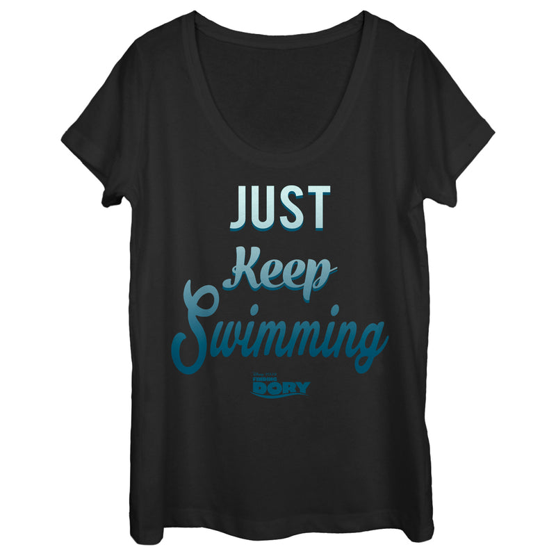 Women's Finding Dory Just Keep Swimming Motto Scoop Neck