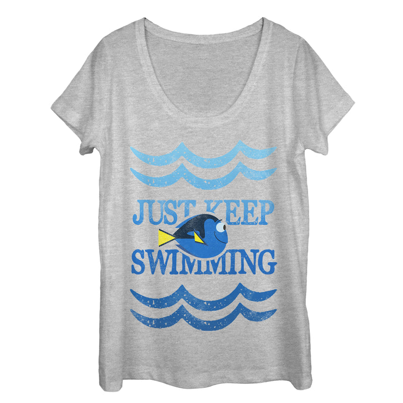 Women's Finding Dory Keep Swimming Waves Scoop Neck