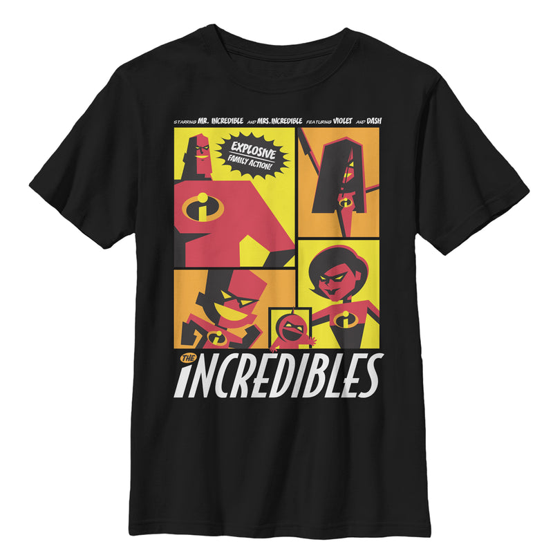 Boy's The Incredibles Starring Explosive Family Action T-Shirt