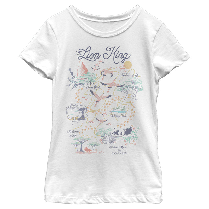 Girl's Lion King Pride Land Map T-Shirt