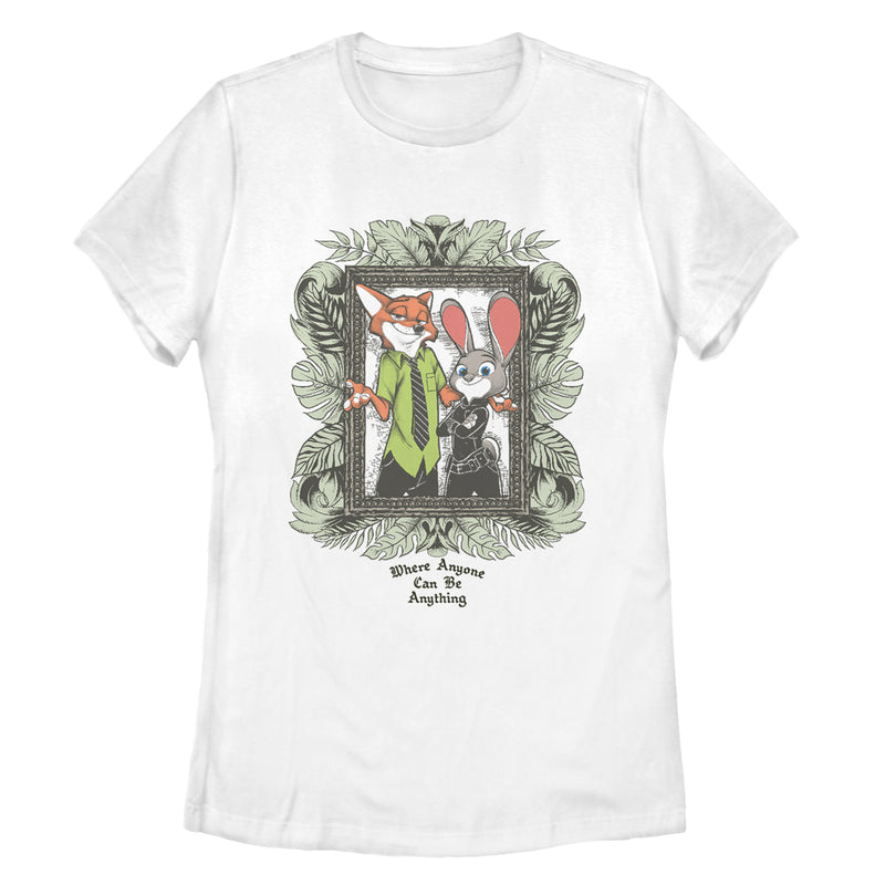 Women's Zootopia Nick & Judy Leaf Frame T-Shirt