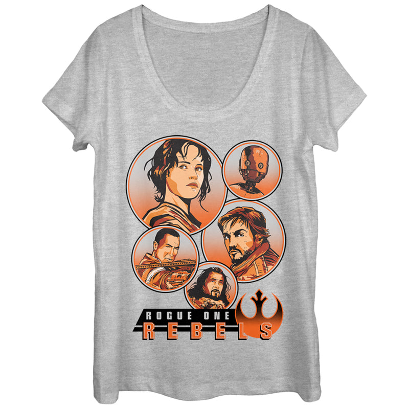 Women's Star Wars Rogue One Rebellion Hero Circles Scoop Neck