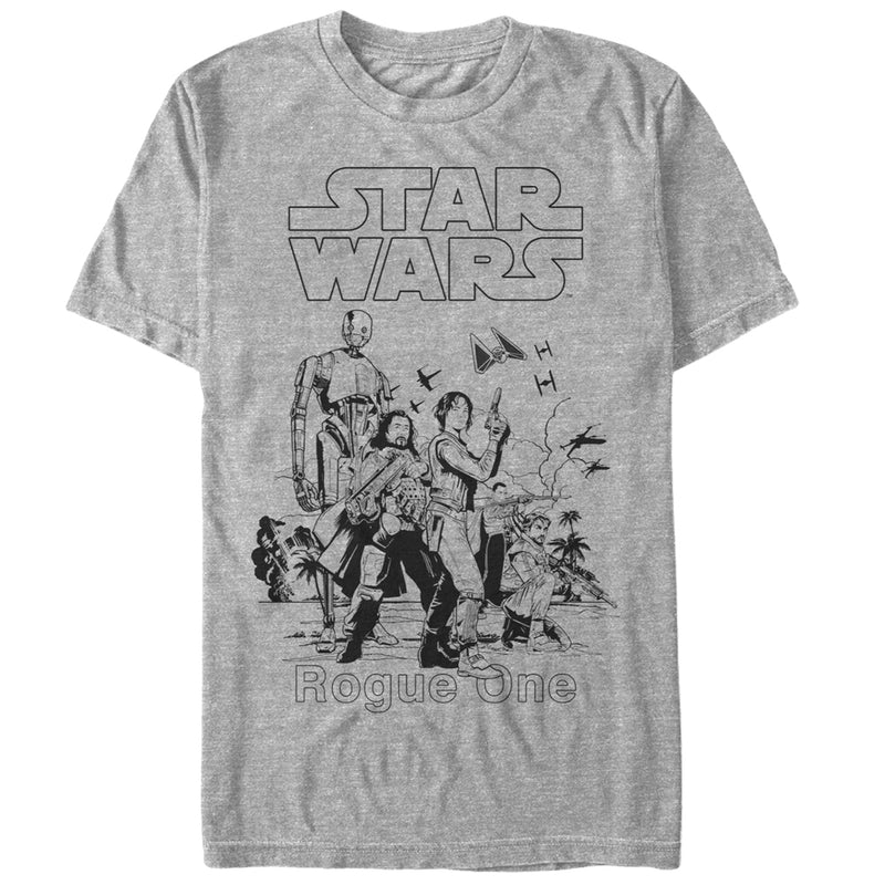 Men's Star Wars Rogue One Rebellion Scarif Scene T-Shirt