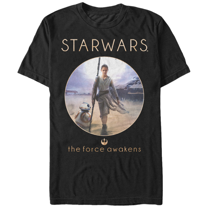 Men's Star Wars The Force Awakens Rey and BB-8 Adventure T-Shirt