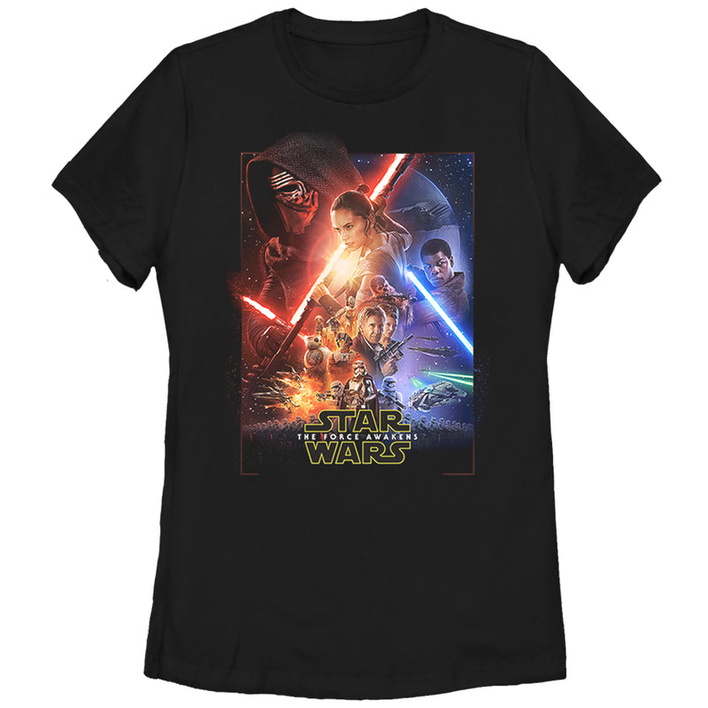Women's Star Wars The Force Awakens Movie Poster T-Shirt