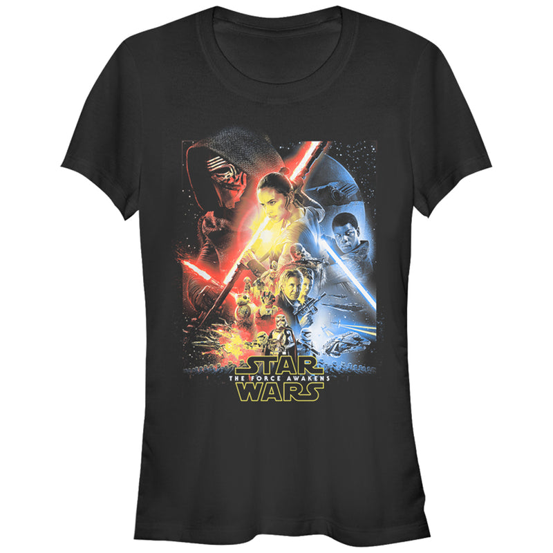 Junior's Star Wars The Force Awakens Cool Poster T-Shirt