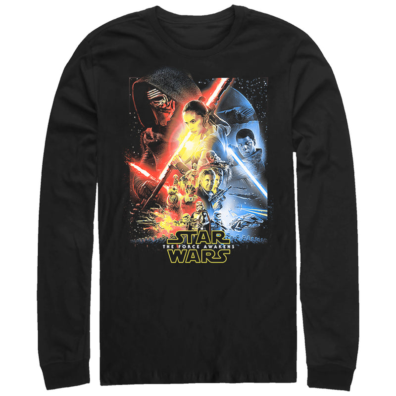 Men's Star Wars The Force Awakens Cool Poster Long Sleeve Shirt