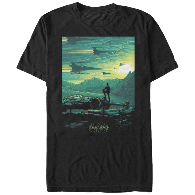 Men's Star Wars The Force Awakens Poe X-Wing Sunset T-Shirt