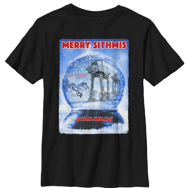 Boy's Star Wars Christmas AT-AT Snow Globe T-Shirt