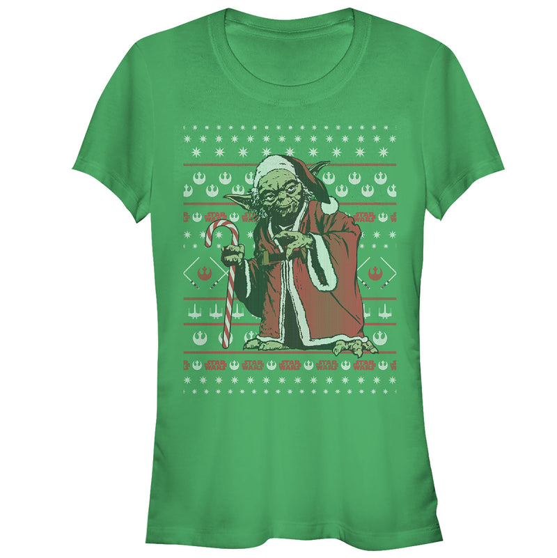 Junior's Star Wars Ugly Christmas Santa Yoda T-Shirt