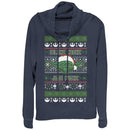 Junior's Star Wars Ugly Christmas Yoda Night Cowl Neck Sweatshirt