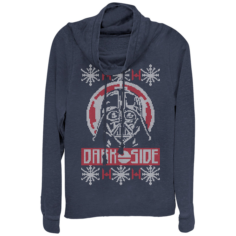 Junior's Star Wars Ugly Christmas Dark Side Cowl Neck Sweatshirt