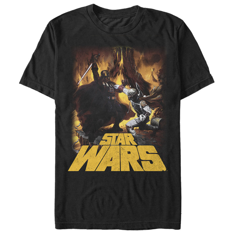 Men's Star Wars Darth Vader vs Boba Fett Fire Battle T-Shirt