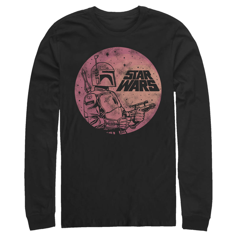 Men's Star Wars Boba Fett Retro Circle Long Sleeve Shirt