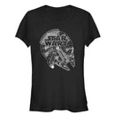 Junior's Star Wars Line Art Millennium Falcon T-Shirt