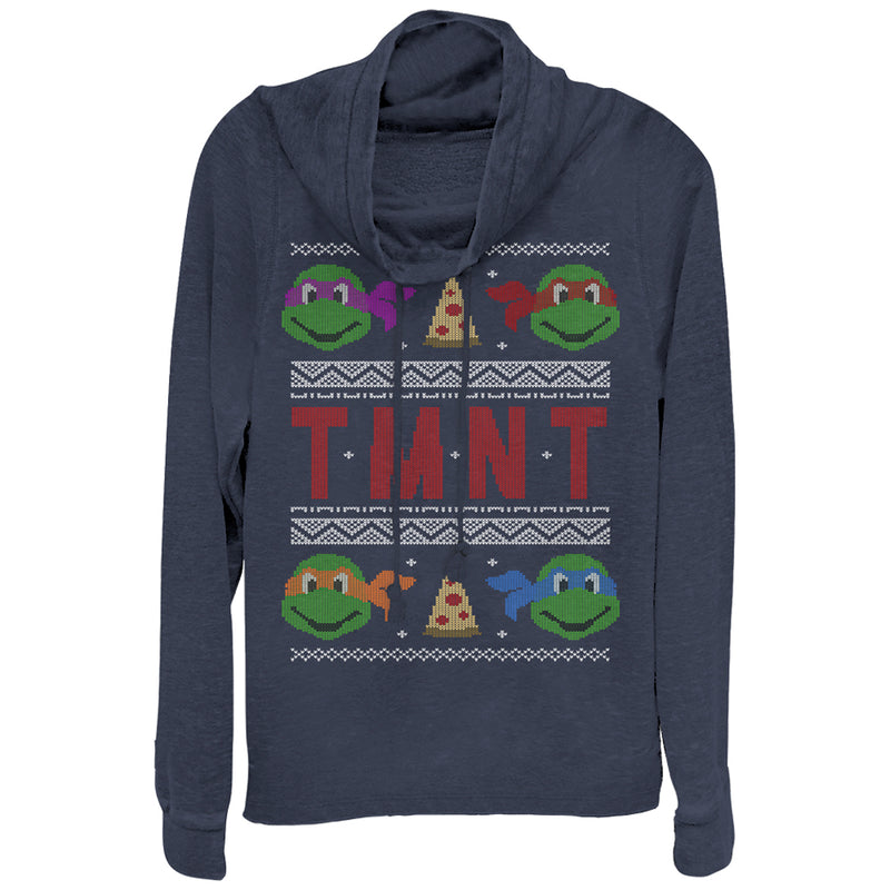 Junior's Teenage Mutant Ninja Turtles Ugly Xmas Cowl Neck Sweatshirt