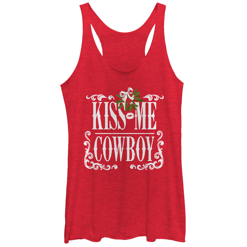 Women's Lost Gods Christmas Kiss Me Cowboy Racerback Tank Top