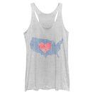 Women's Lost Gods Fourth of July  Heart Map Racerback Tank Top