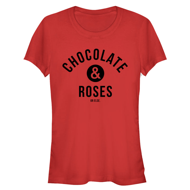 Junior's Lost Gods Valentine's Day Chocolate and Roses T-Shirt