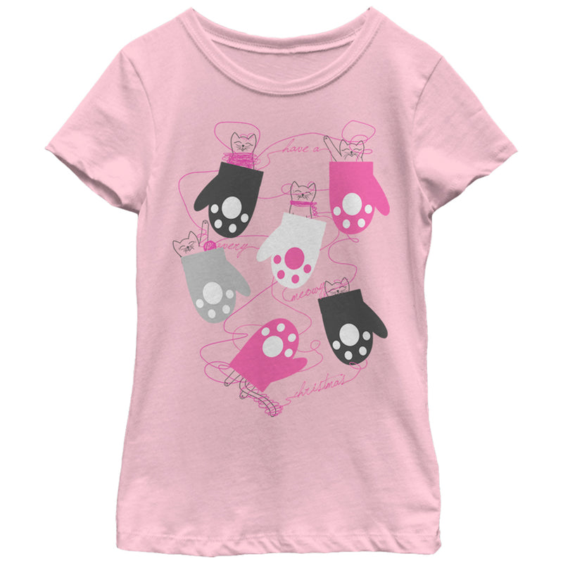 Girl's Lost Gods Christmas Kittens in Mittens T-Shirt