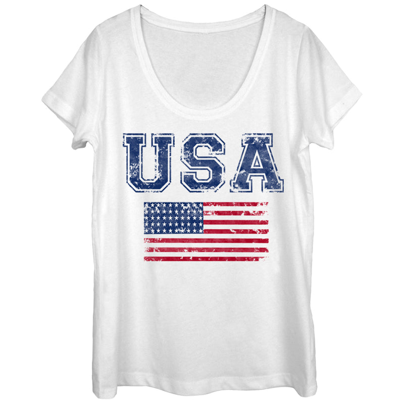 Women's Lost Gods Fourth of July  Flag USA Scoop Neck