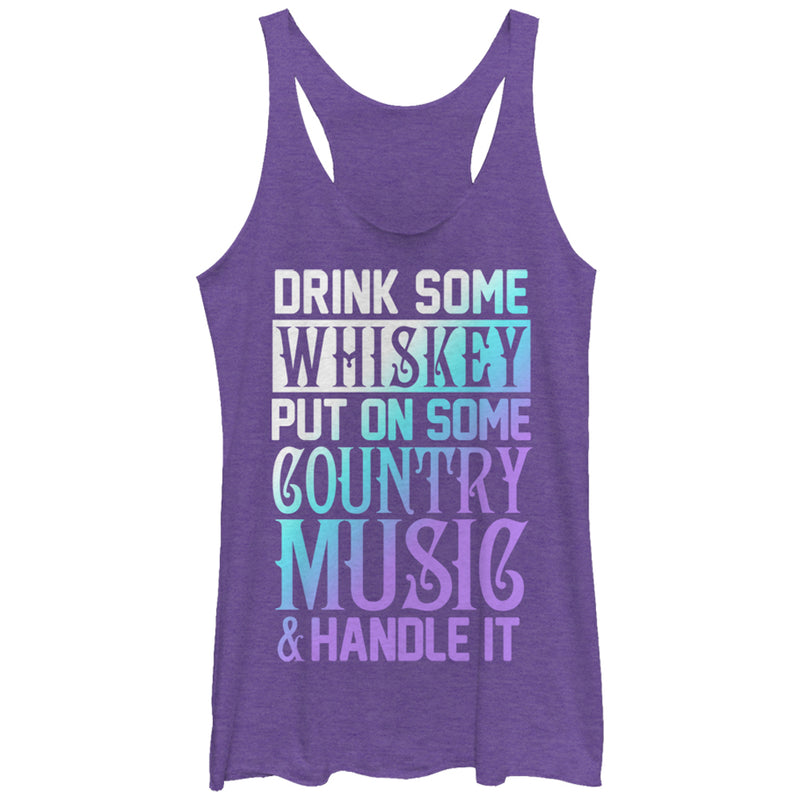 Women's CHIN UP Whiskey Country Music Handle It Racerback Tank Top