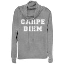 Junior's CHIN UP Carpe Diem Motto Cowl Neck Sweatshirt