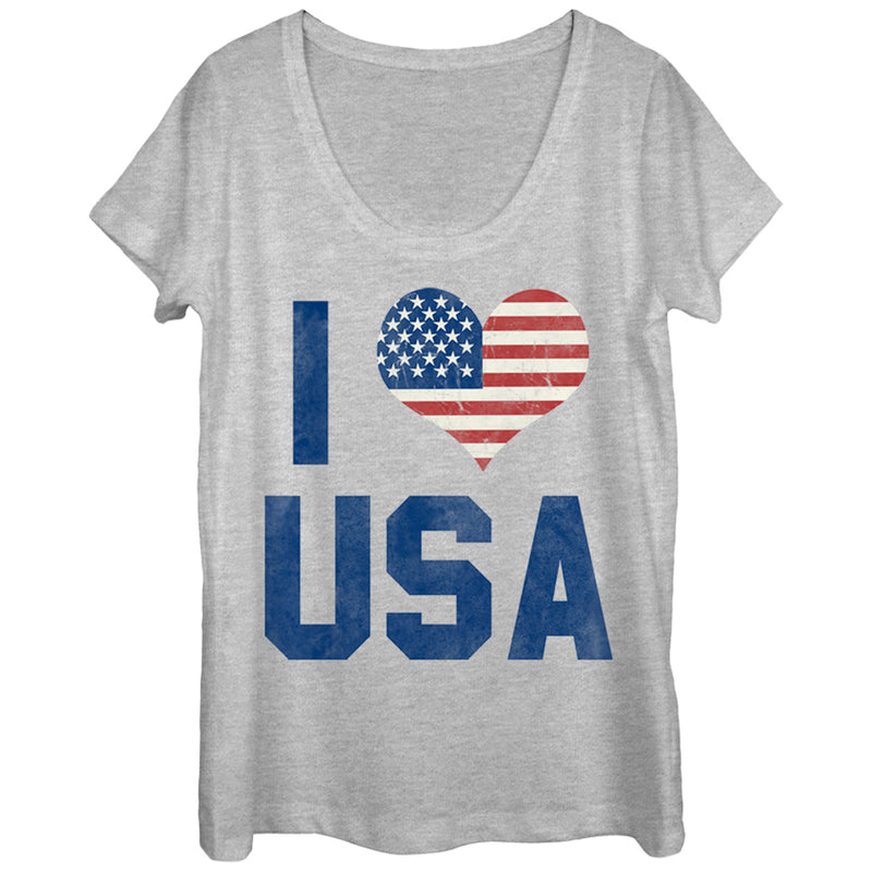 Women's Lost Gods Fourth of July  I Heart USA Scoop Neck