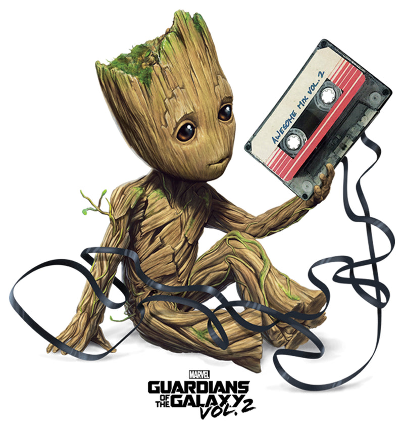 Men's Marvel Groot Tape Portrait Baseball Tee