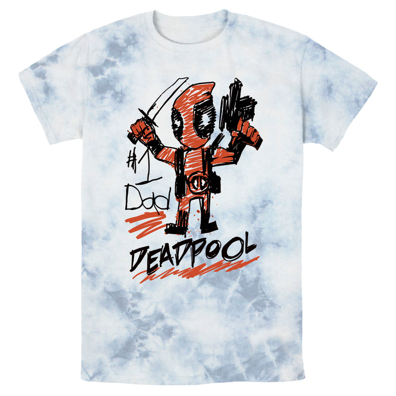 Men's Marvel Deadpool Number 1 Dad Drawing T-Shirt