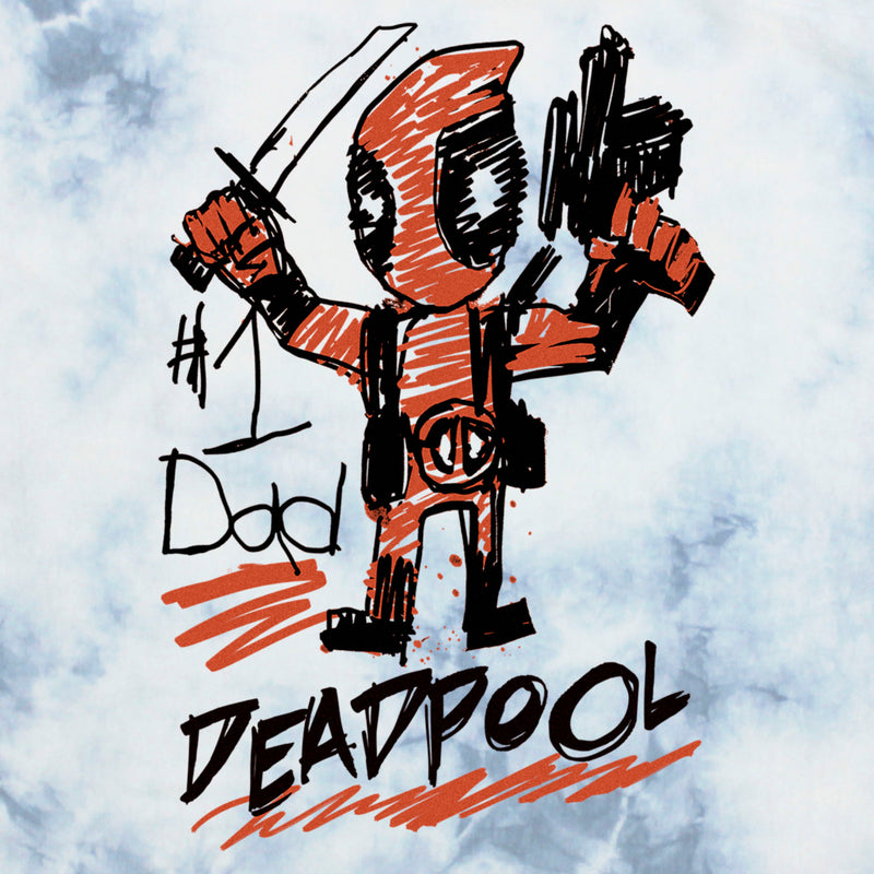 Men's Marvel Deadpool Number 1 Dad Drawing T-Shirt