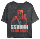 Junior's Marvel Deadpool Distressed Sshhhh No One Cares T-Shirt