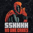 Junior's Marvel Deadpool Distressed Sshhhh No One Cares T-Shirt