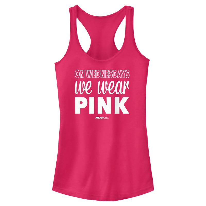 Junior's Mean Girls We Wear Pink Quote Racerback Tank Top