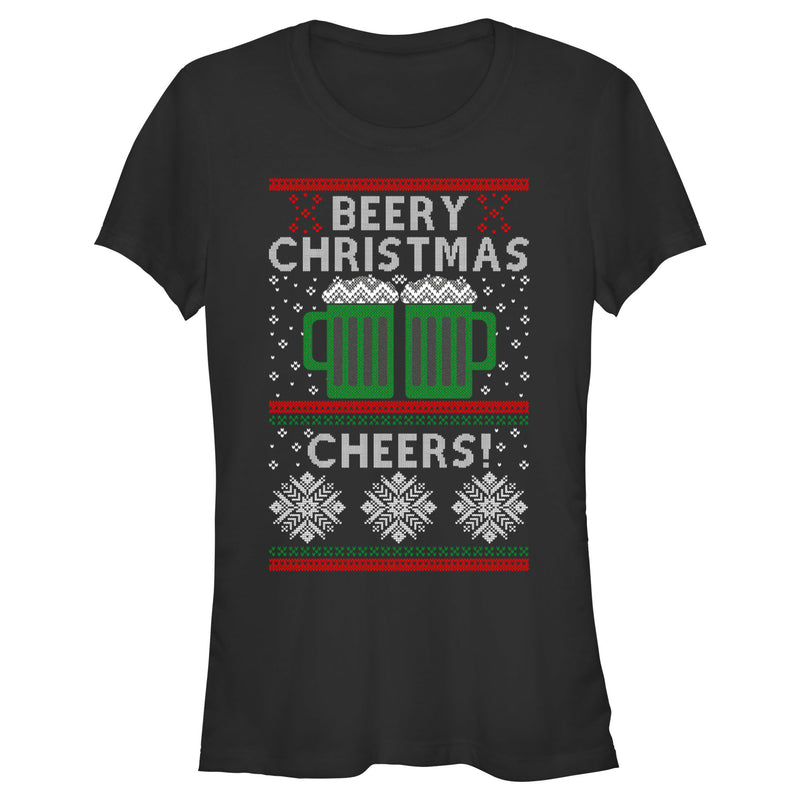 Junior's Lost Gods Ugly Sweater Christmas Cheers T-Shirt