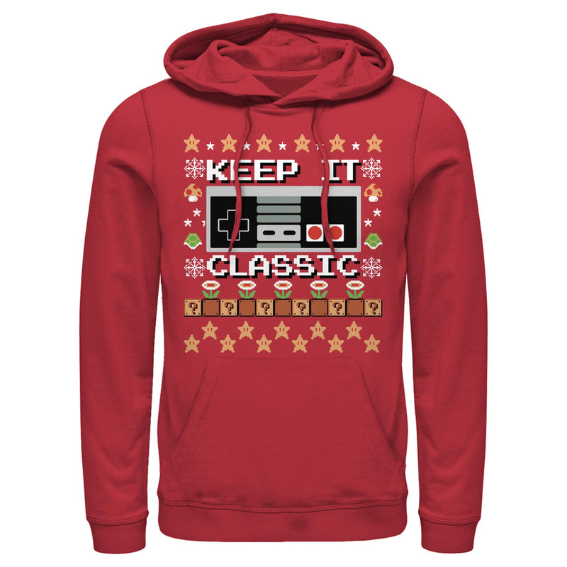 Men's Nintendo Ugly Christmas Sweater Print Keep It Classic Pull Over Hoodie