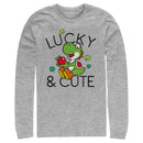 Men's Nintendo Super Mario Yoshi St. Patrick's Lucky and Cute Long Sleeve Shirt