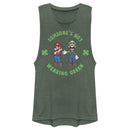 Junior's Nintendo Super and Luigi St. Patrick's Day Not Wearing Green Festival Muscle Tee